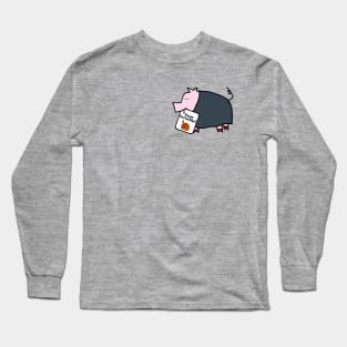 Small Vampire Pig with Halloween Horror Greeting Long Sleeve T-Shirt